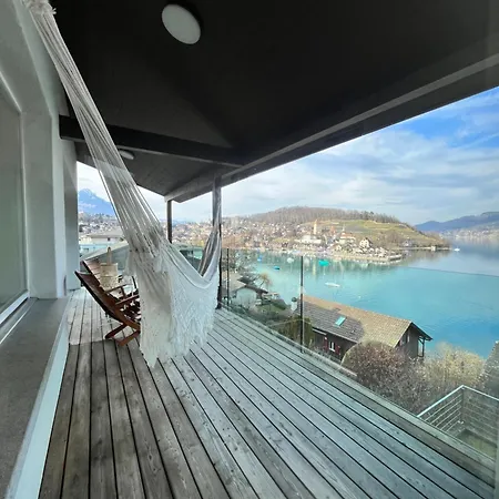 Wohnung Mit Grossartiger Seesicht Und Balkon Spiez Exterior photo
